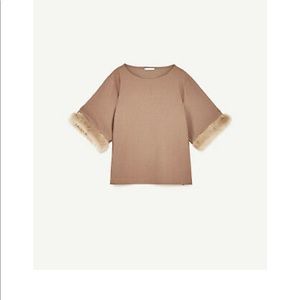 Zara fur trim shirt sleeve top